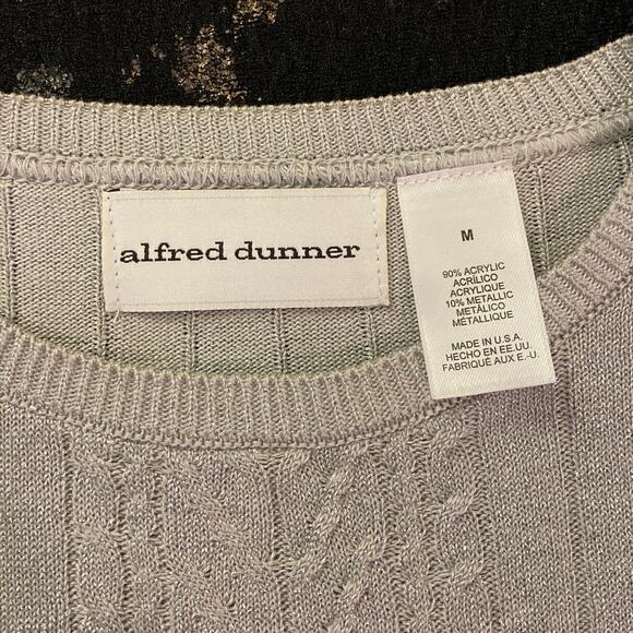 Alfred Dunner Size Medium Blouse Silver Metallic Sparkly Short Sleeve Holiday - Picture 9 of 10